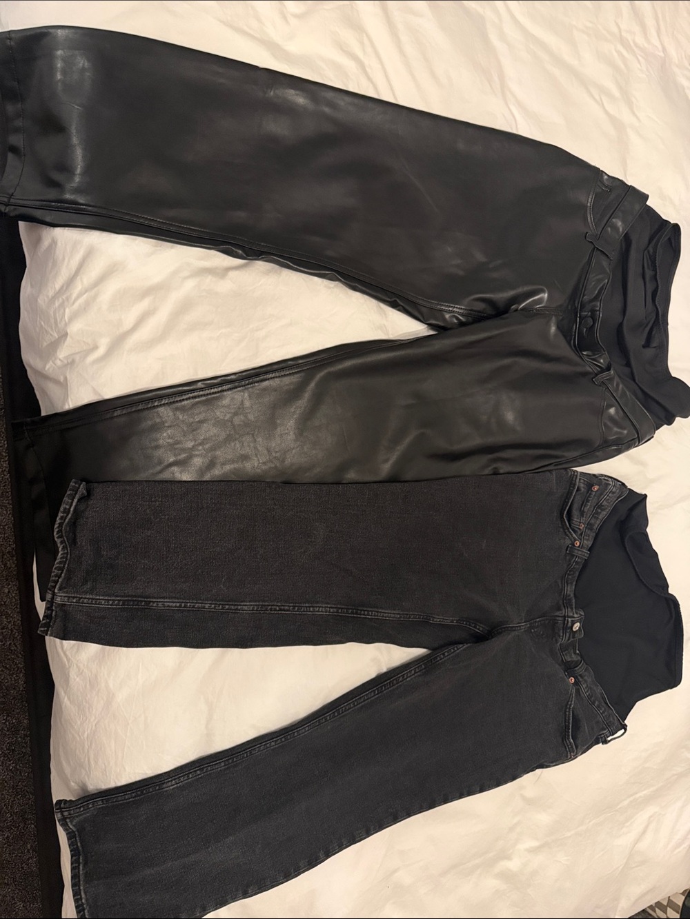 Abercrombie Maternity Faux Leather Pants & Black Denim Jeans Duo